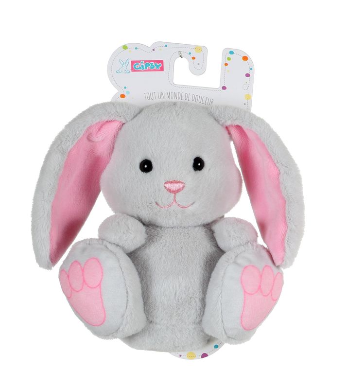  lapin emprunte soft toy rabbit grey pink 